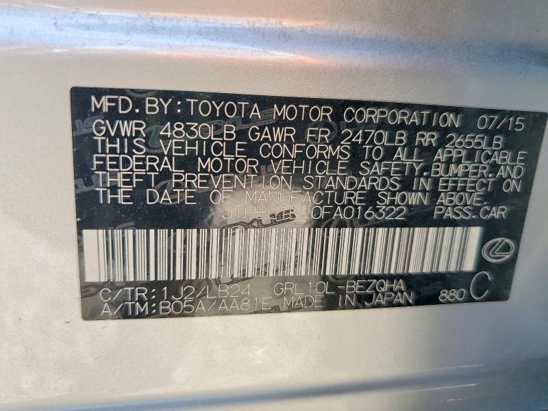 Продажа на аукционе авто 2015 Lexus Gs 350, vin: JTHBE1BL0FA016322, номер лота: 79397125