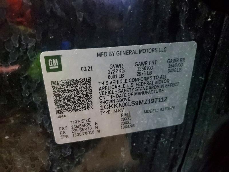 Aukcja sprzedaży 2021 Gmc Acadia, vin: 1GKKNXLS9MZ197112, numer aukcji: 75846155