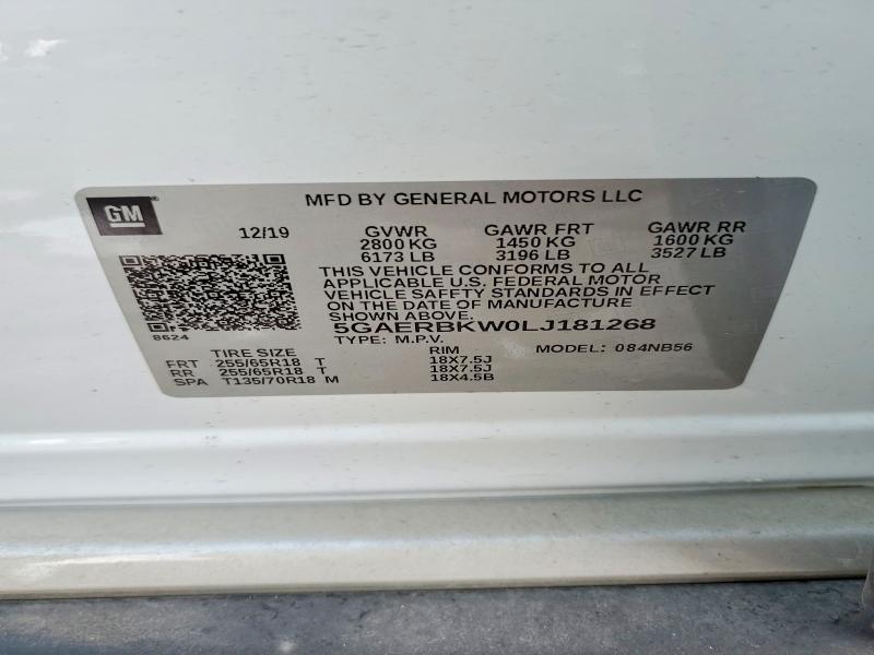 Aukcja sprzedaży 2020 Buick Enclave, vin: 5GAERBKW0LJ181268, numer aukcji: 74597435