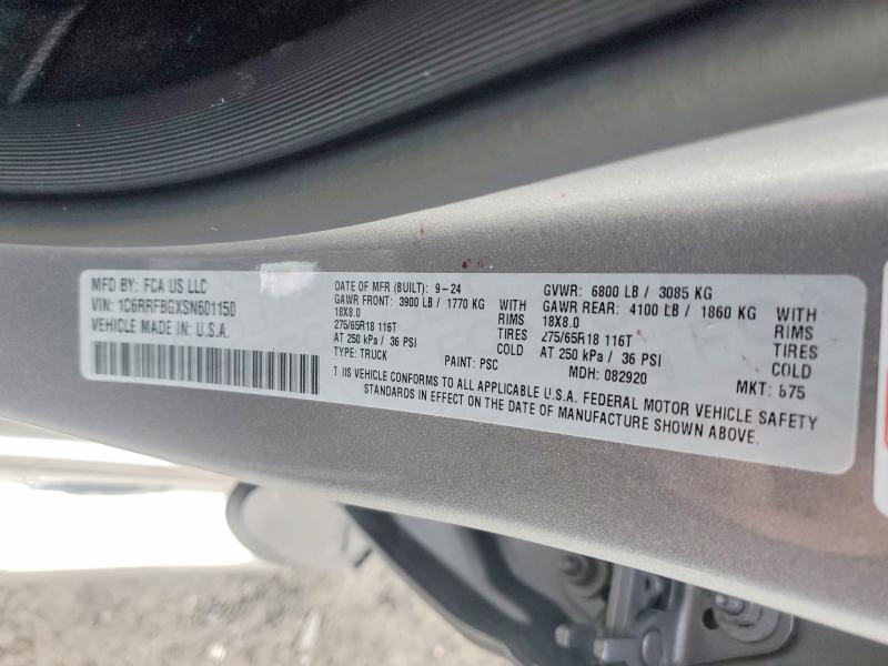 Продажа на аукционе авто 2025 Ram 1500, vin: 1C6RRFBGXSN601150, номер лота: 79191125