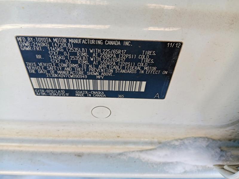 Продаж на аукціоні авто 2012 Toyota Rav4, vin: 2T3DK4DV7CW090949, номер лоту: 77744515