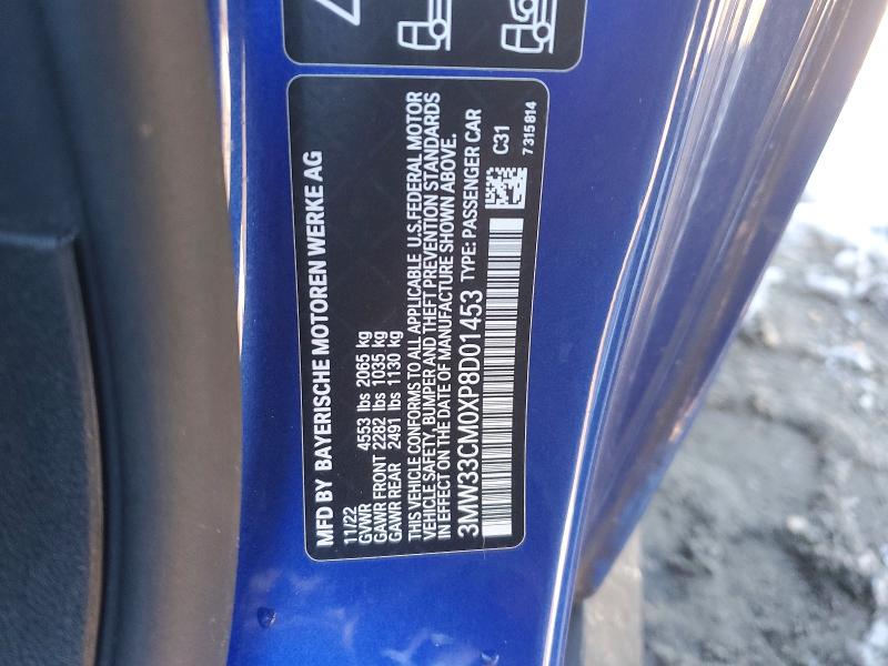 78430585 :رقم المزاد ، 3MW33CM0XP8D01453 vin ، 2023 Bmw 230xi مزاد بيع