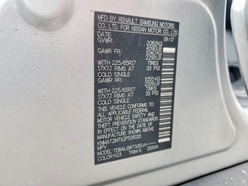2018 Nissan Rogue მანქანა იყიდება აუქციონზე, vin: KNMAT2MTXJP506133, აუქციონის ნომერი: 78350815