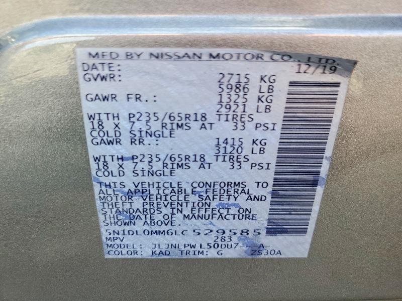 Aukcja sprzedaży 2020 Infiniti Qx60, vin: 5N1DL0MM6LC529585, numer aukcji: 78955565