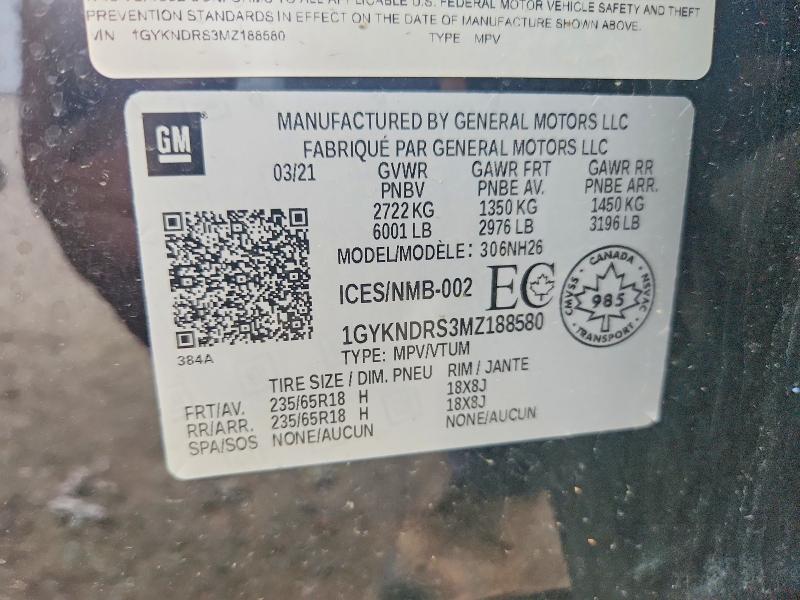 Продажа на аукционе авто 2021 Cadillac Xt5, vin: 1GYKNDRS3MZ188580, номер лота: 76788305