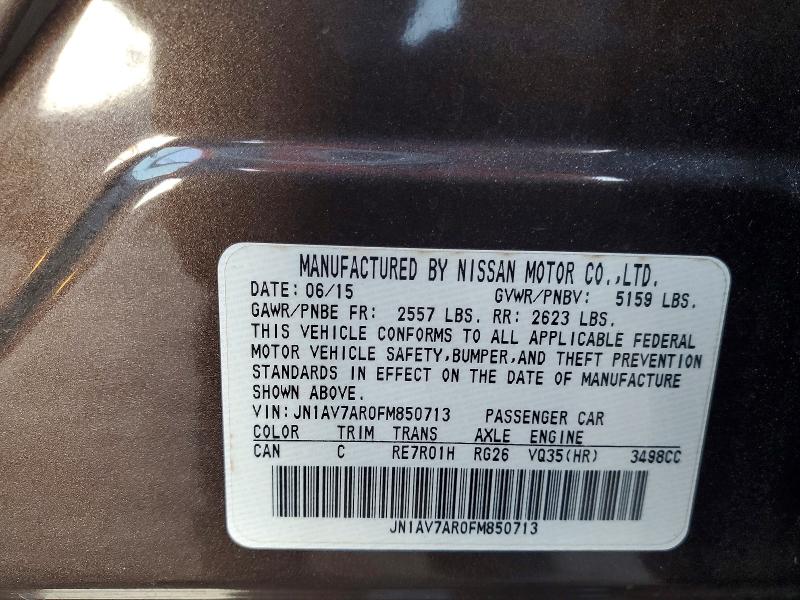 76895975 :رقم المزاد ، JN1AV7AR0FM850713 vin ، 2015 Infiniti Q50 Hybrid مزاد بيع