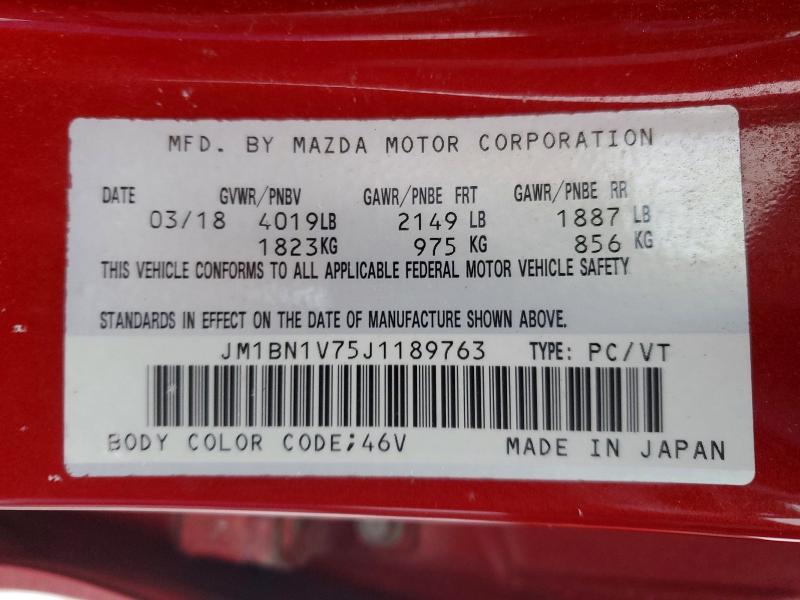 Aukcja sprzedaży 2018 Mazda 3, vin: JM1BN1V75J1189763, numer aukcji: 76218195