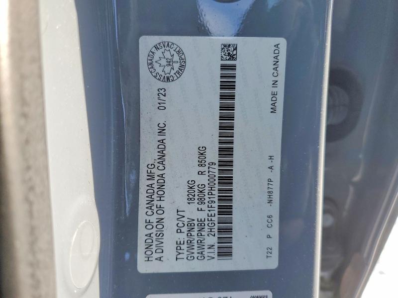 Продажа на аукционе авто 2023 Honda Civic, vin: 2HGFE1F91PH000779, номер лота: 76603695