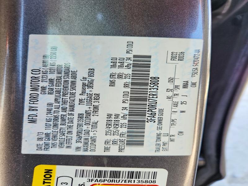 Aukcja sprzedaży 2014 Ford Fusion, vin: 3FA6P0RU7ER135808, numer aukcji: 79002245