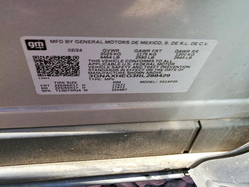 Aukcja sprzedaży 2024 Chevrolet Equinox, vin: 3GNAXHEG3RL288429, numer aukcji: 78101315