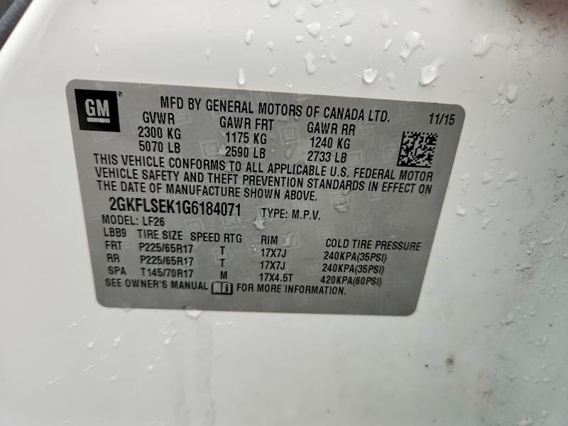 76258445 :رقم المزاد ، 2GKFLSEK1G6184071 vin ، 2016 Gmc Terrain مزاد بيع