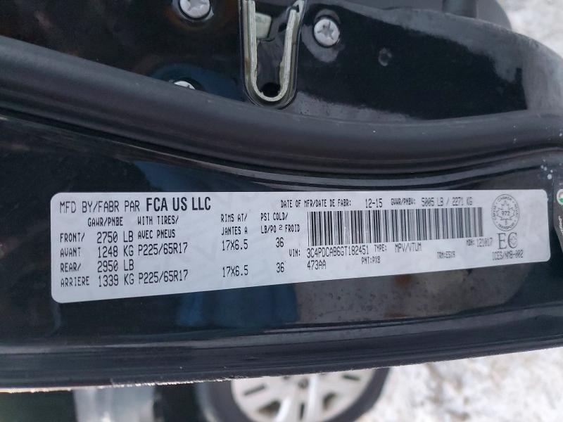 2016 Dodge Journey მანქანა იყიდება აუქციონზე, vin: 3C4PDCAB6GT182451, აუქციონის ნომერი: 76972445