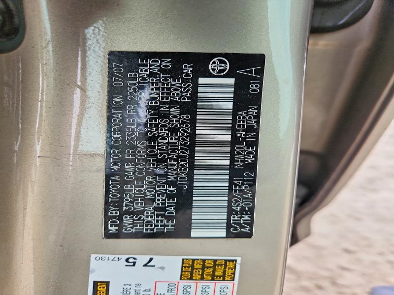 Aukcja sprzedaży 2007 Toyota Prius, vin: JTDKB20U273292678, numer aukcji: 79231365