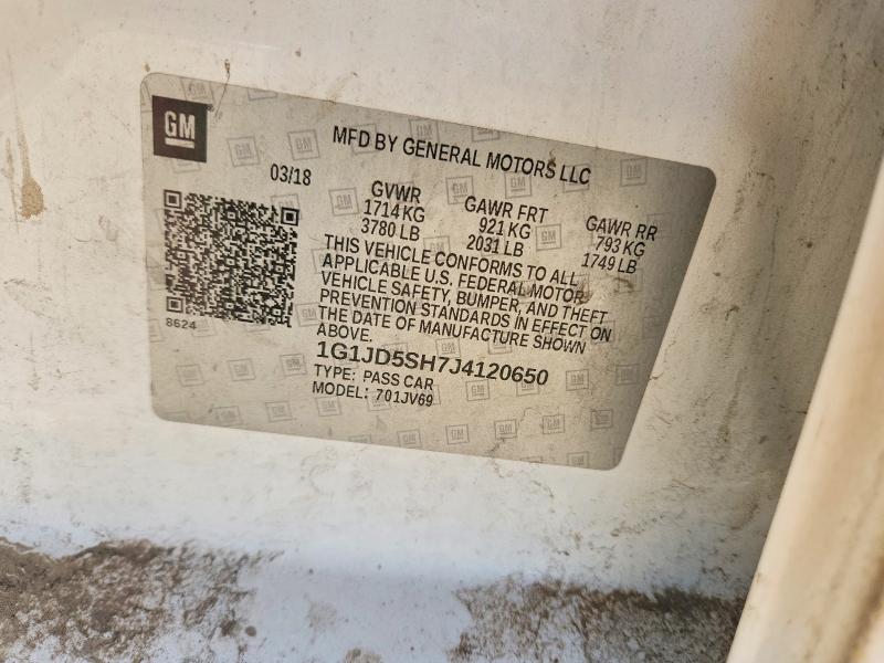 2018 Chevrolet Sonic მანქანა იყიდება აუქციონზე, vin: 1G1JD5SH7J4120650, აუქციონის ნომერი: 75651385