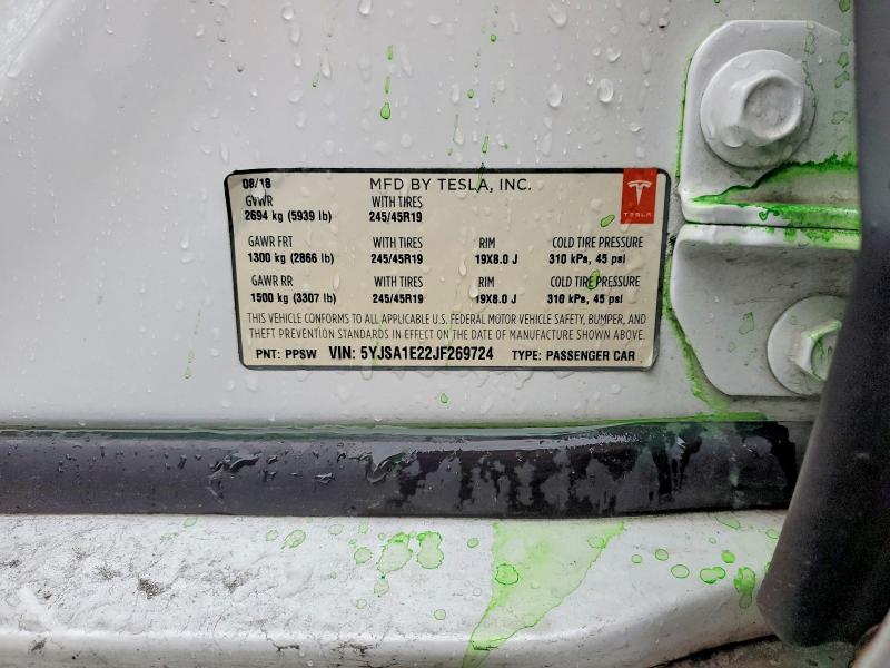 Продаж на аукціоні авто 2018 Tesla Model S, vin: 5YJSA1E22JF269724, номер лоту: 76792605