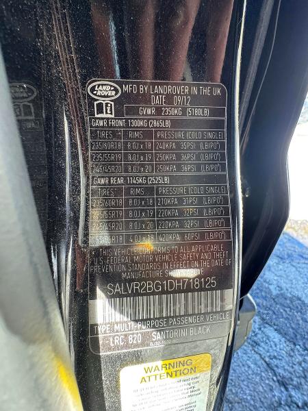 Продажа на аукционе авто 2013 Land Rover Range Rove, vin: SALVR2BG1DH718125, номер лота: 77432935