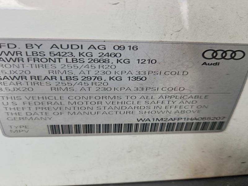 Aukcja sprzedaży 2017 Audi Q5, vin: WA1M2AFP1HA055207, numer aukcji: 77954845