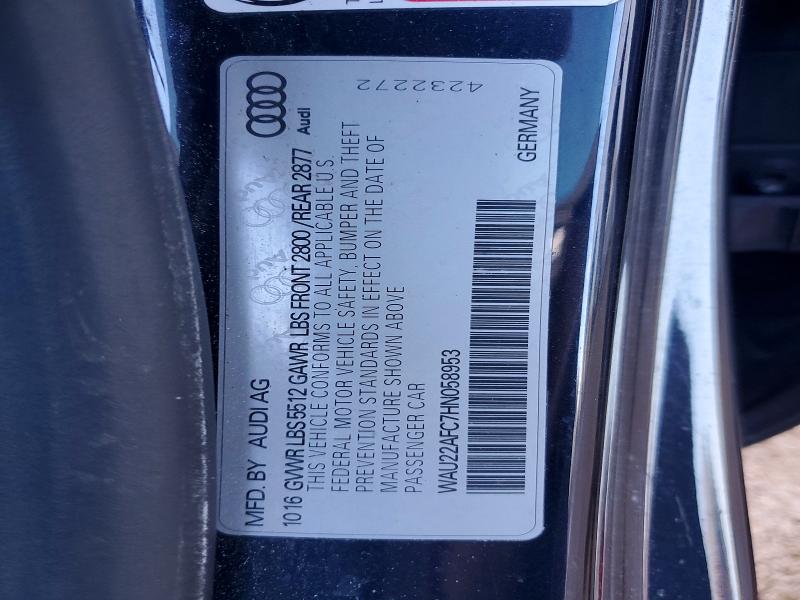 Auction sale of the 2017 Audi A7, vin: WAU22AFC7HN058953, lot number: 79227045