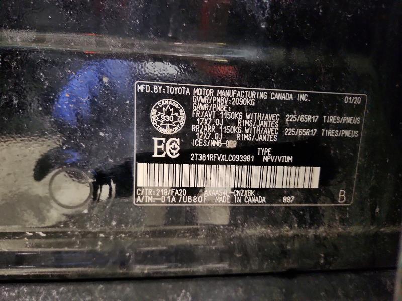 Aukcja sprzedaży 2020 Toyota Rav4, vin: 2T3B1RFVXLC093981, numer aukcji: 78379925