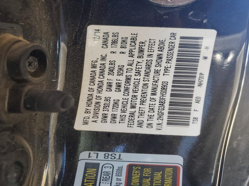 Aukcja sprzedaży 2015 Honda Civic, vin: 2HGFG3A83FH508903, numer aukcji: 77835835