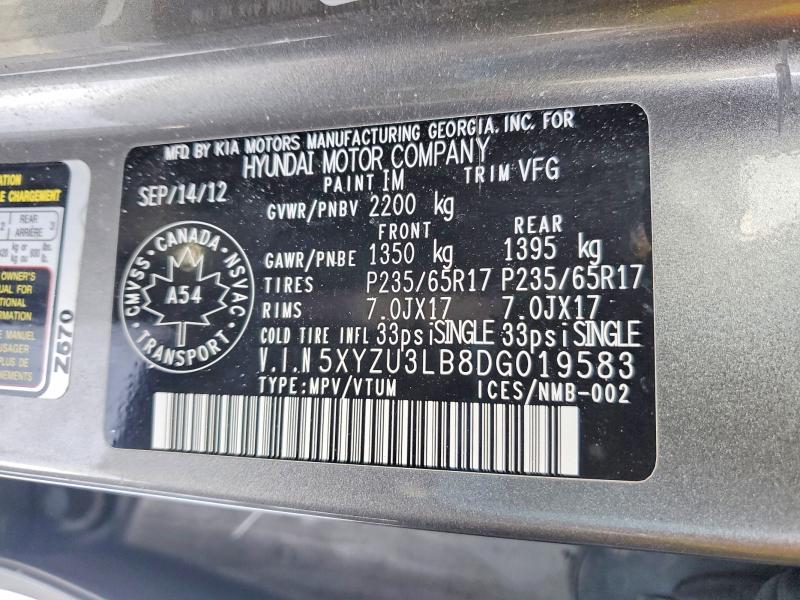 Продажа на аукционе авто 2013 Hyundai Santa Fe Sport, vin: 5XYZU3LB8DG019583, номер лота: 77854715