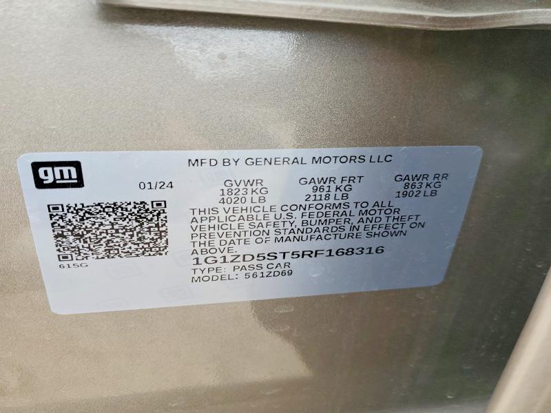 79069105 :رقم المزاد ، 1G1ZD5ST5RF168316 vin ، 2024 Chevrolet Malibu مزاد بيع
