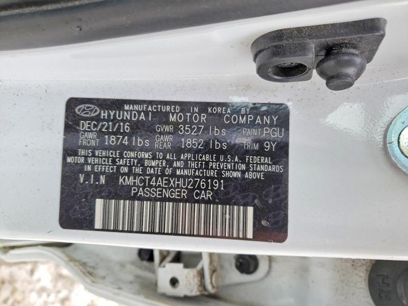 2017 Hyundai Accent მანქანა იყიდება აუქციონზე, vin: KMHCT4AEXHU276191, აუქციონის ნომერი: 73801165