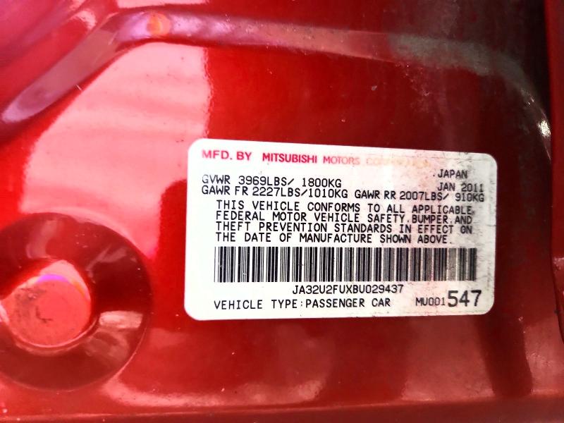 Продаж на аукціоні авто 2011 Mitsubishi Lancer, vin: JA32U2FUXBU029437, номер лоту: 78313395