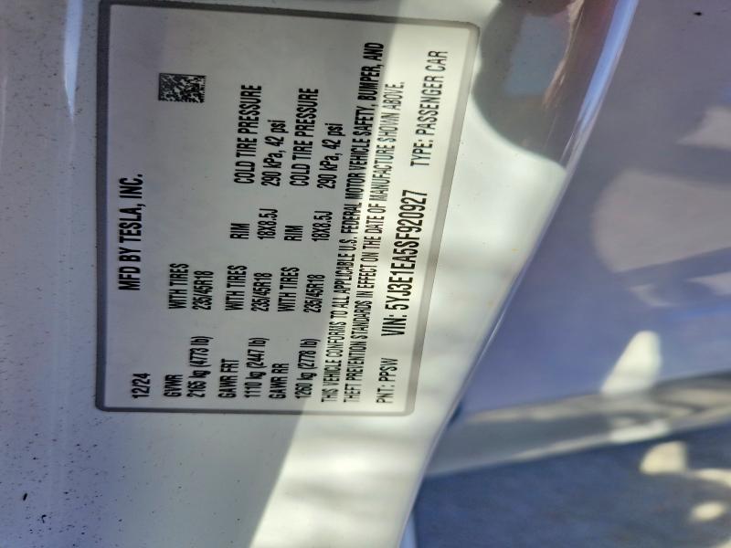 Продаж на аукціоні авто 2025 Tesla Model 3, vin: 5YJ3E1EA5SF920927, номер лоту: 79219945