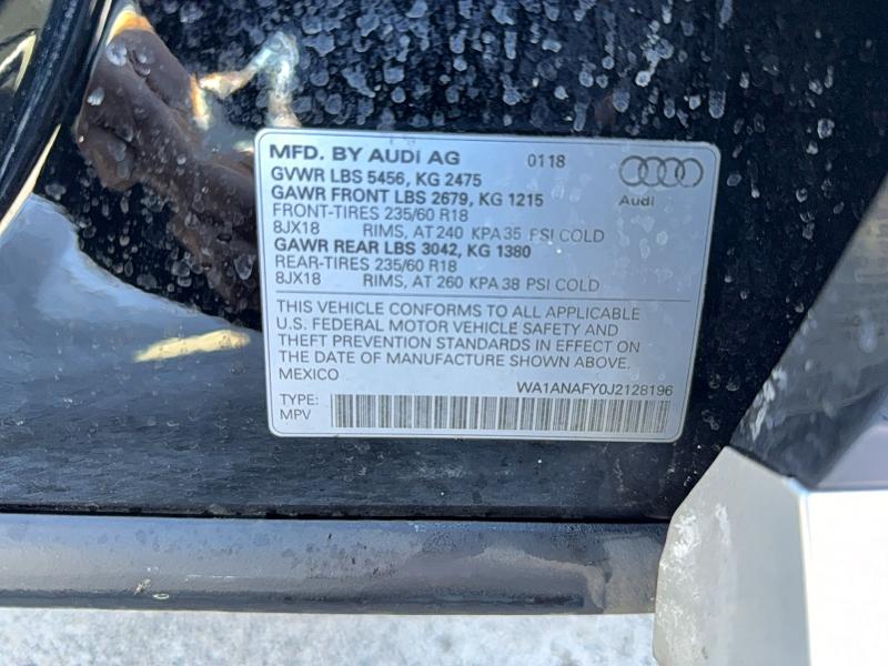76193145 :رقم المزاد ، WA1ANAFY0J2128196 vin ، 2018 Audi Q5 Premium مزاد بيع