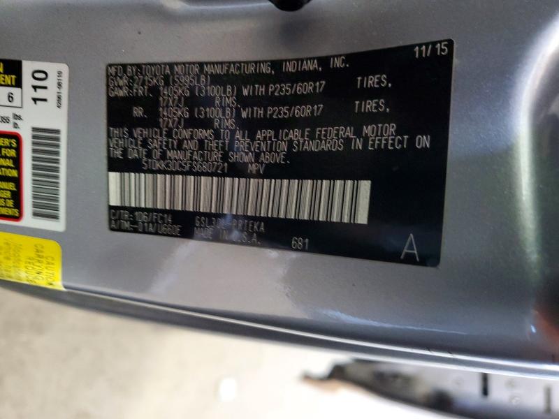 Aukcja sprzedaży 2015 Toyota Sienna, vin: 5TDKK3DC5FS680721, numer aukcji: 76325215