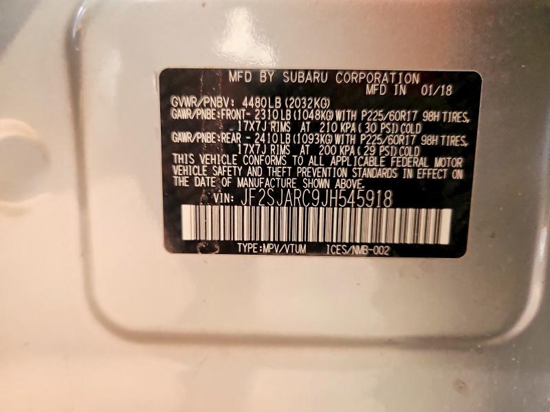 77226115 :رقم المزاد ، JF2SJARC9JH545918 vin ، 2018 Subaru Forester 2 مزاد بيع
