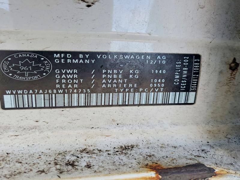 Aukcja sprzedaży 2011 Volkswagen Golf, vin: WVWDA7AJ6BW174735, numer aukcji: 76582215