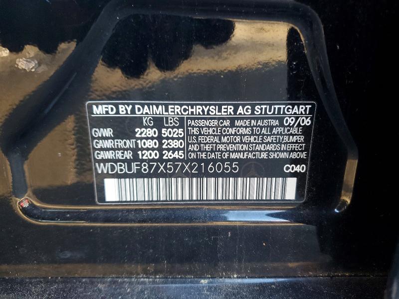 Продаж на аукціоні авто 2007 Mercedes-benz E, vin: WDBUF87X57X216055, номер лоту: 75490455