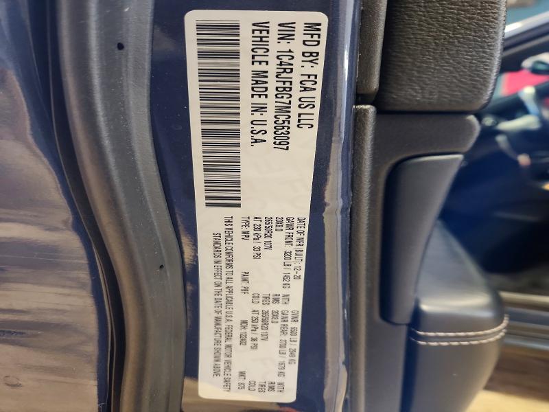 77094945 :رقم المزاد ، 1C4RJFBG7MC563097 vin ، 2021 Jeep Grand Cherokee مزاد بيع