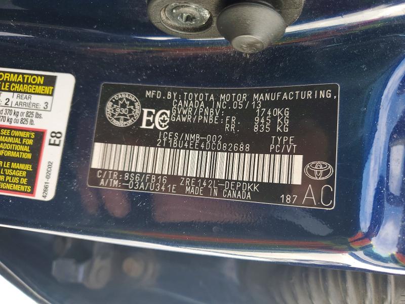 2013 Toyota Corolla მანქანა იყიდება აუქციონზე, vin: 2T1BU4EE4DC082688, აუქციონის ნომერი: 77840595