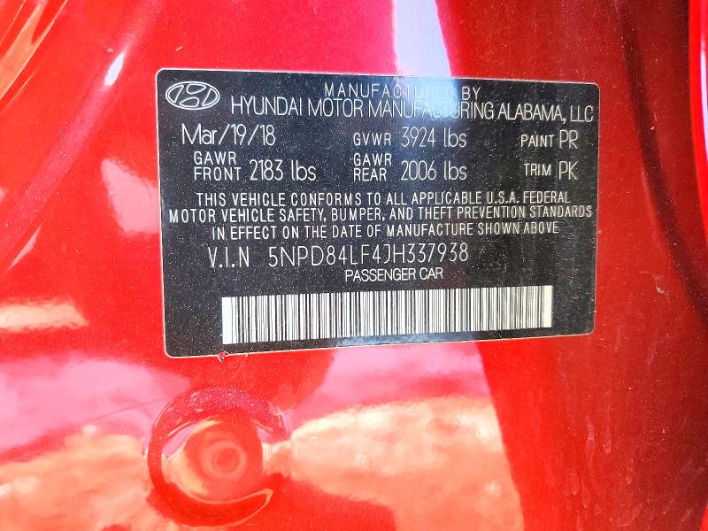 Aukcja sprzedaży 2018 Hyundai Elantra, vin: 5NPD84LF4JH337938, numer aukcji: 75700155