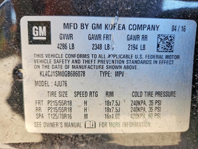 76442195 :رقم المزاد ، KL4CJ1SM0GB686078 vin ، 2016 Buick Encore مزاد بيع