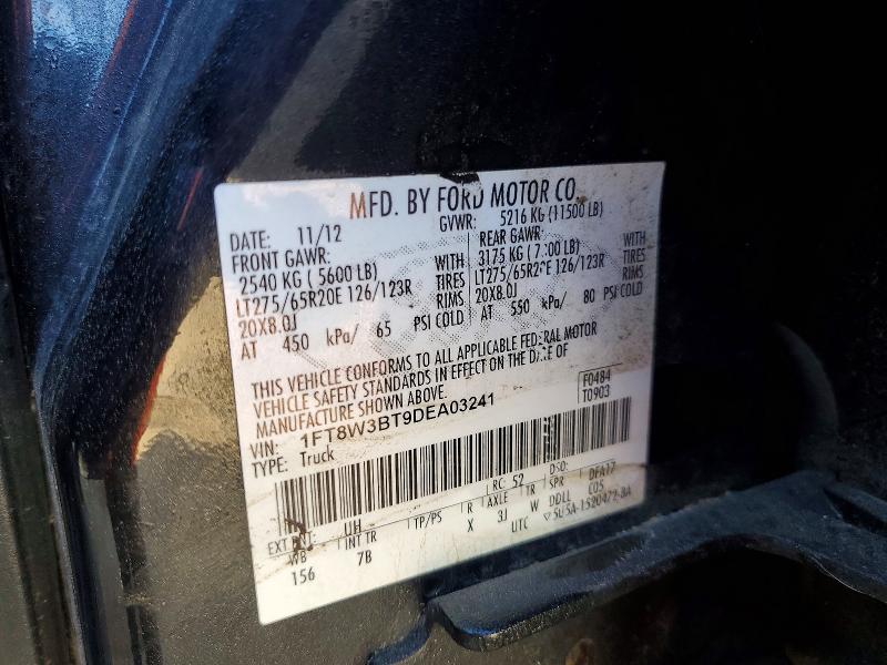 2013 Ford F350 მანქანა იყიდება აუქციონზე, vin: 1FT8W3BT9DEA03241, აუქციონის ნომერი: 76371485