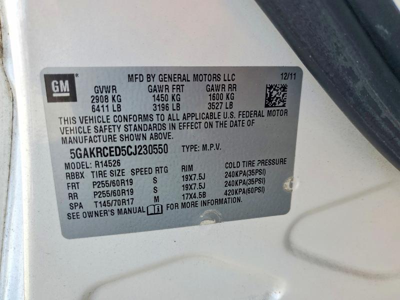 Aukcja sprzedaży 2012 Buick Enclave, vin: 5GAKRCED5CJ230550, numer aukcji: 77488735