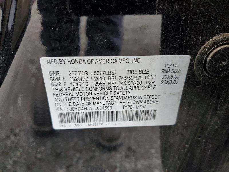 Продаж на аукціоні авто 2018 Acura Mdx, vin: 5J8YD4H51JL001593, номер лоту: 78122225