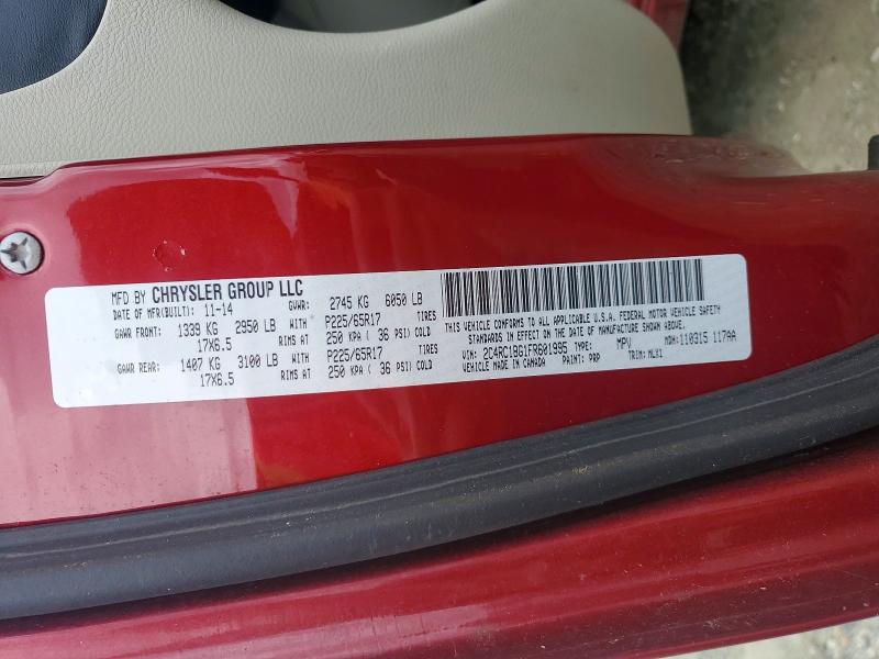 Aukcja sprzedaży 2015 Chrysler Town & Country, vin: 2C4RC1BG1FR601995, numer aukcji: 78961975