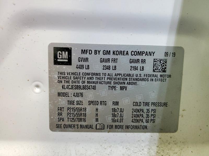 Продажа на аукционе авто 2020 Buick Encore, vin: KL4CJESB9LB034740, номер лота: 78473995