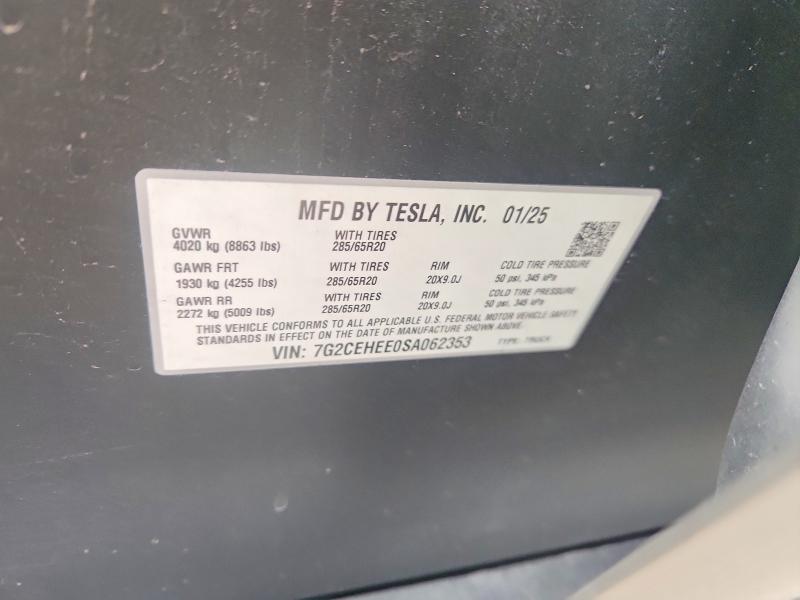 Aukcja sprzedaży 2025 Tesla Cybertruck, vin: 7G2CEHEE0SA062353, numer aukcji: 76986165