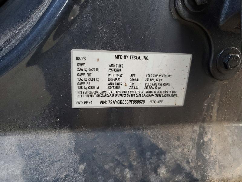2023 Tesla Model Y მანქანა იყიდება აუქციონზე, vin: 7SAYGDEE3PF850620, აუქციონის ნომერი: 74620725