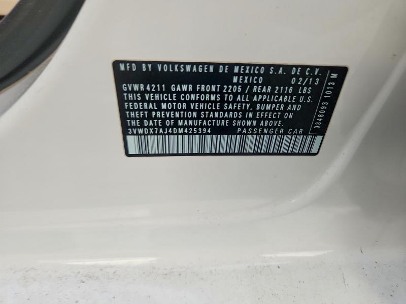 77937625 :رقم المزاد ، 3VWDX7AJ4DM425394 vin ، 2013 Volkswagen Jetta مزاد بيع
