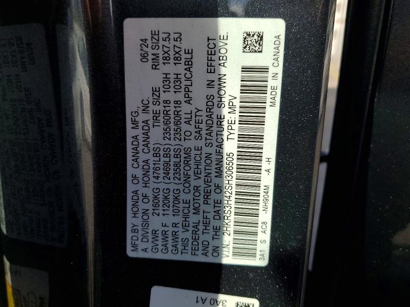 Продажа на аукционе авто 2025 Honda Cr-v, vin: 2HKRS3H42SH306505, номер лота: 79255725