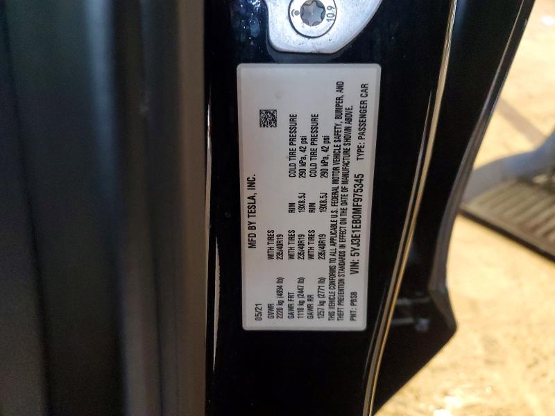 Продажа на аукционе авто 2021 Tesla Model 3, vin: 5YJ3E1EB0MF975345, номер лота: 76799625