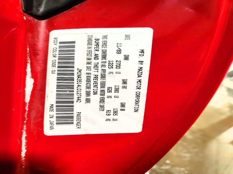76515195 :رقم المزاد ، JM1NA3514L0127442 vin ، 1990 Mazda Mx-5 Miata مزاد بيع