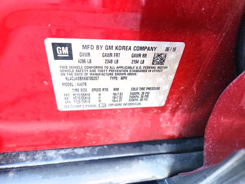 77618975 :رقم المزاد ، KL4CJASBXKB705257 vin ، 2019 Buick Encore مزاد بيع